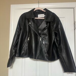 Calvin Klein Women's Black Leather Biker Jacket